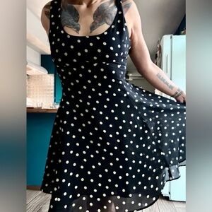 The Limited Black and White Polka Dot Fit & Flare Dress